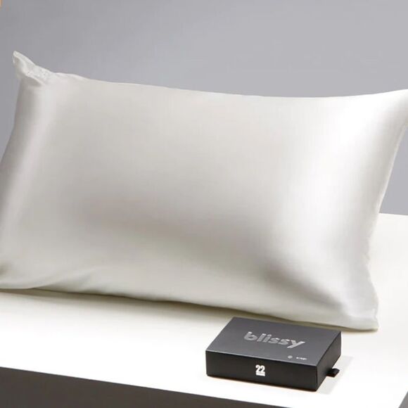 Blissy White Mulberry Silk Pillowcase size Standard with zipper NWT $90 - Picture 1 of 7